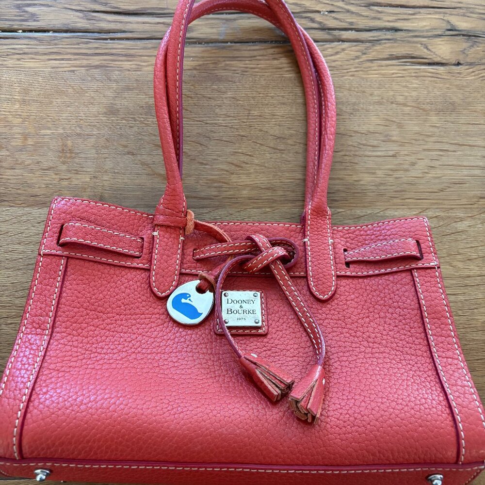 Dooney & Bourke Satchel, orange/red, with tassel - Picture 1 of 5